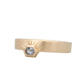 Grey Hexagon Spinel Engraved Riley Band 14K Yellow Gold
