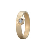 Grey Hexagon Spinel Engraved Riley Band 14K Yellow Gold