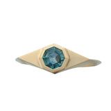 Teal Octagon Sapphire Joelle Band 14k Yellow Gold