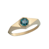 Teal Octagon Sapphire Joelle Band 14k Yellow Gold