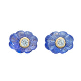 Carved Tanzanite Studs 14K Yellow Gold