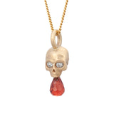 Skull Pendant with Diamond and Garnet Blood Drop