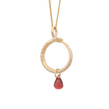 Ouroboros Pendant with Garnet Blood Drop 14K Yellow Gold