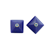 Lapis and Blue Sapphire Pyramid Studs 14K Yellow Gold