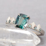 14K white gold Teal Sapphire Starduster Ring