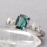 14K white gold Teal Sapphire Starduster Ring