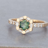 14k yellow gold Ascent Ring with Rock Creek Montana Sapphire