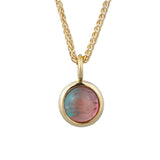 Cat's Eye Watermelon Tourmaline Donut Pendant 14K Yellow Gold