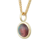 Cat's Eye Watermelon Tourmaline Donut Pendant 14K Yellow Gold