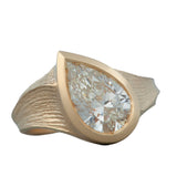 2.23ct Pear Lab Diamond Hand Carved Setting 14K Yellow Gold