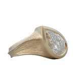2.23ct Pear Lab Diamond Hand Carved Setting 14K Yellow Gold