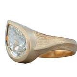 2.23ct Pear Lab Diamond Hand Carved Setting 14K Yellow Gold