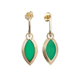 14k Yellow Gold Chrysoprase Earrings