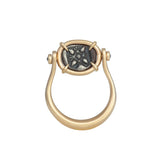 Ionia Miletos Spinning Coin Ring with Champagne Diamonds 14K Yellow Gold