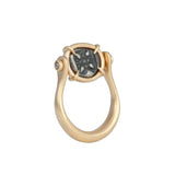 Ionia Miletos Spinning Coin Ring with Champagne Diamonds 14K Yellow Gold