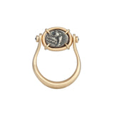 Ionia Miletos Spinning Coin Ring with Champagne Diamonds 14K Yellow Gold