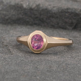 14k Yellow Gold Tenebrescent Sapphire Prudence Ring