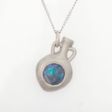 14k White Gold Vessel Pendant with Inlay