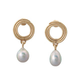 Gray Pearl Earrings in 14k Yellow Gold