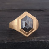 5.07ct Hexagon Diamond Signet Ring