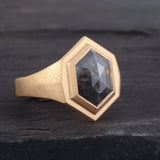 5.07ct Hexagon Diamond Signet Ring