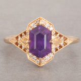 14k Purple Sapphire Hollyhock Ring