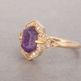 14k Purple Sapphire Hollyhock Ring