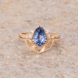 Oberon Ring with Shield Sapphire + Matching Band